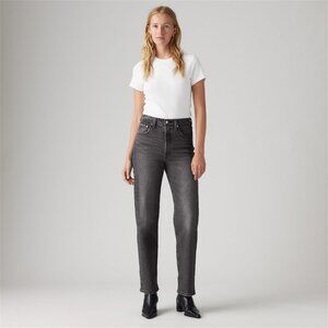 Levi's Women's Gray Ribcage Button-Fly Dark Wash Ankle Straight Jeans Size 31